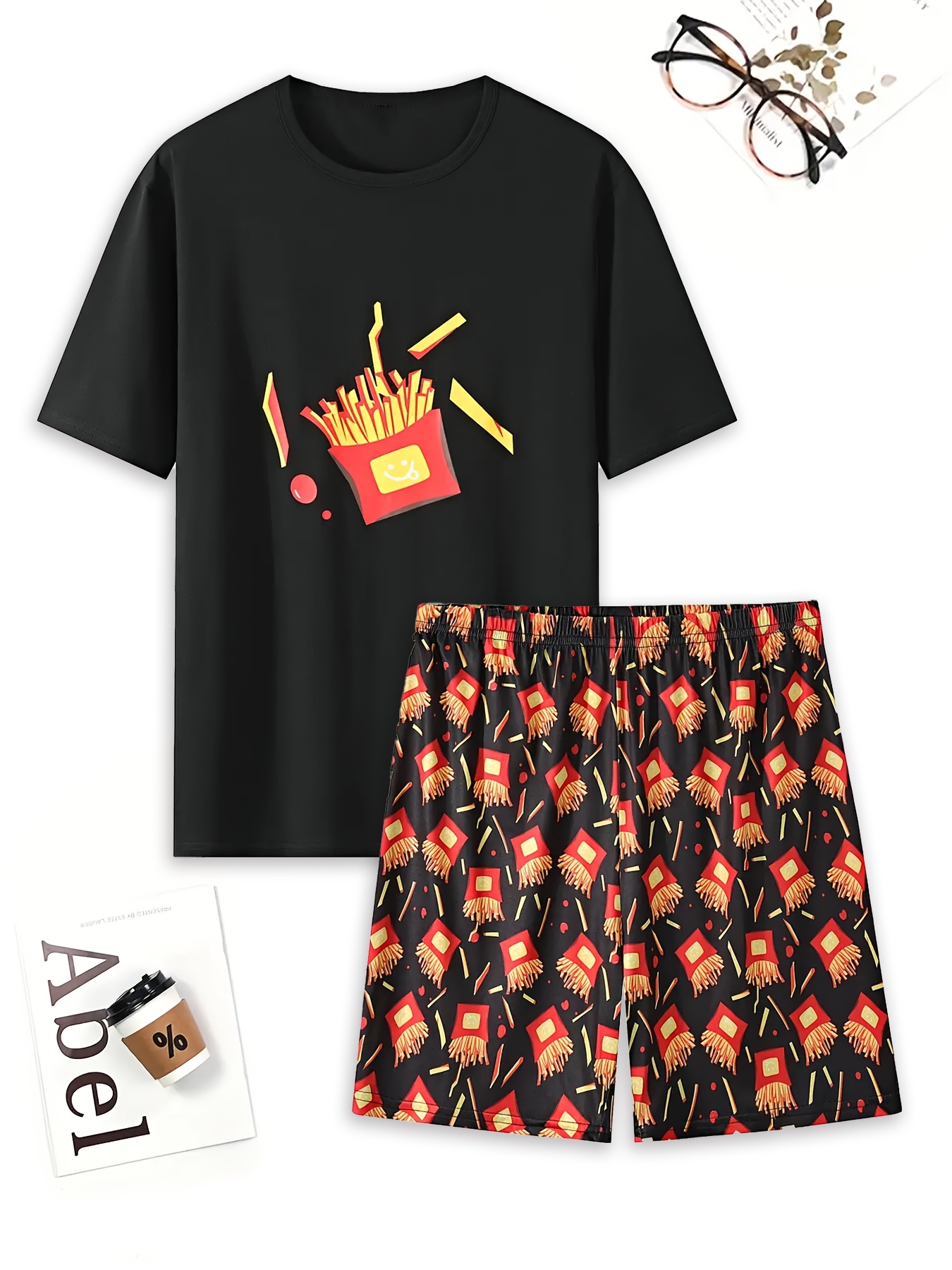 Summer Clothing In French - A set of french fries printed