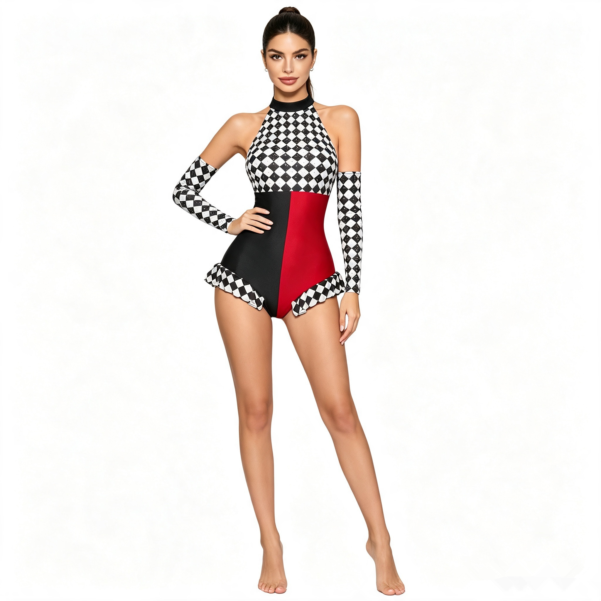 Halter Neck Top - Women Halloween Carnival Circus Clown Cosplay