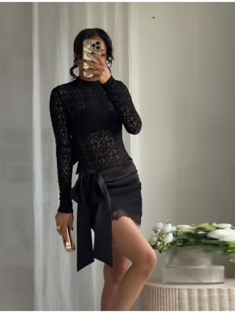 Fashion Black Lace Set Satin B - Summer Loving Clothing ulasan dan harga
