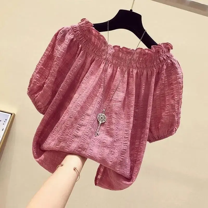 Rose Red Casual Slash Neck Puf - Summer Rose Clothing ulasan dan harga