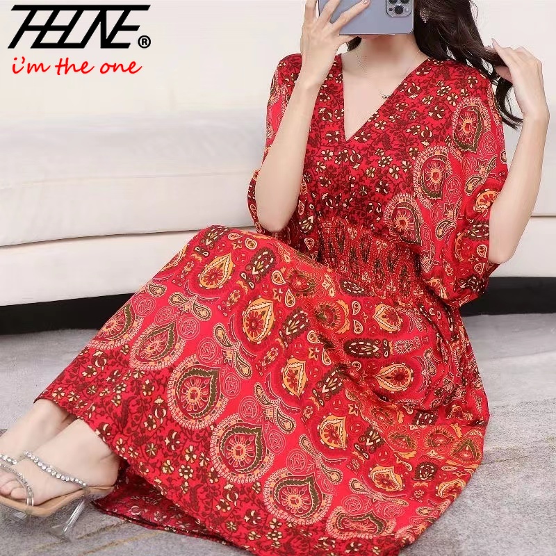 Women Dress Summer 2024 Maxi L - Indian Summer Vintage Clothing ulasan dan harga