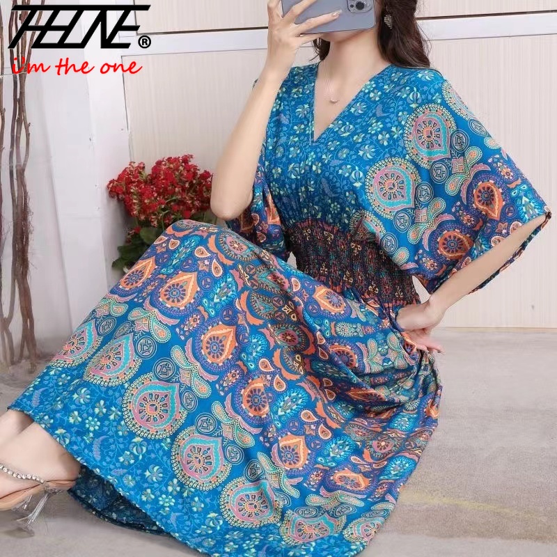 Women Dress Summer 2024 Maxi L - Indian Summer Vintage Clothing ulasan dan harga