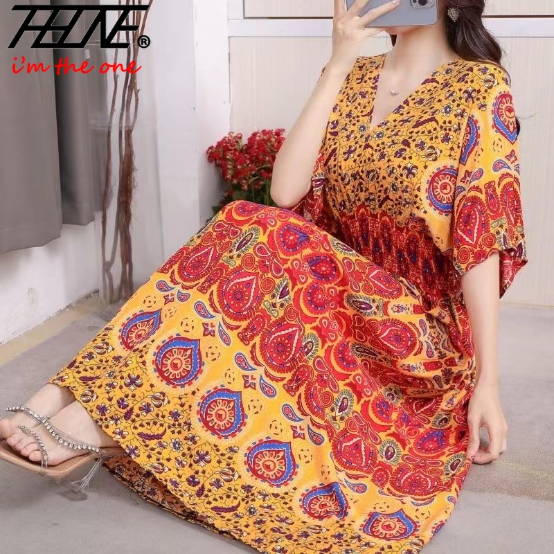 Women Dress Summer 2024 Maxi L - Indian Summer Vintage Clothing ulasan dan harga