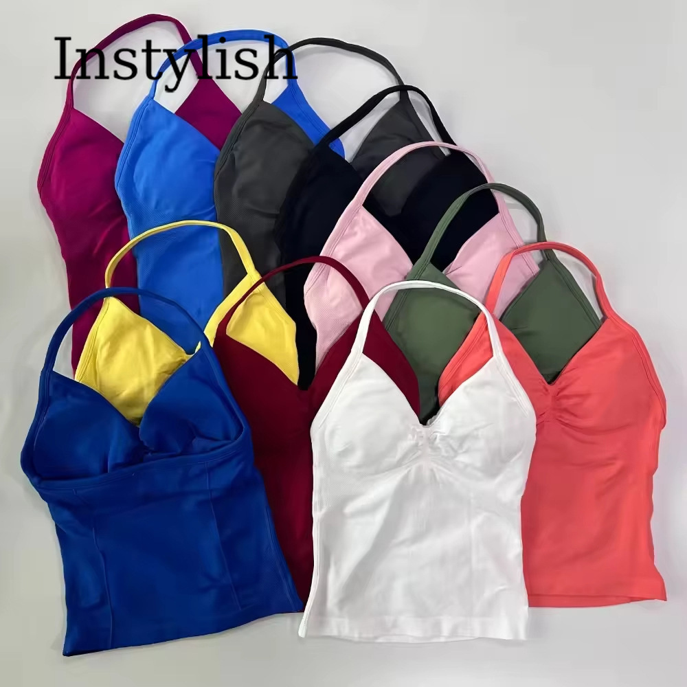 Women Seamless Yoga 2 Piece Se - Halter Neck Top ulasan dan harga