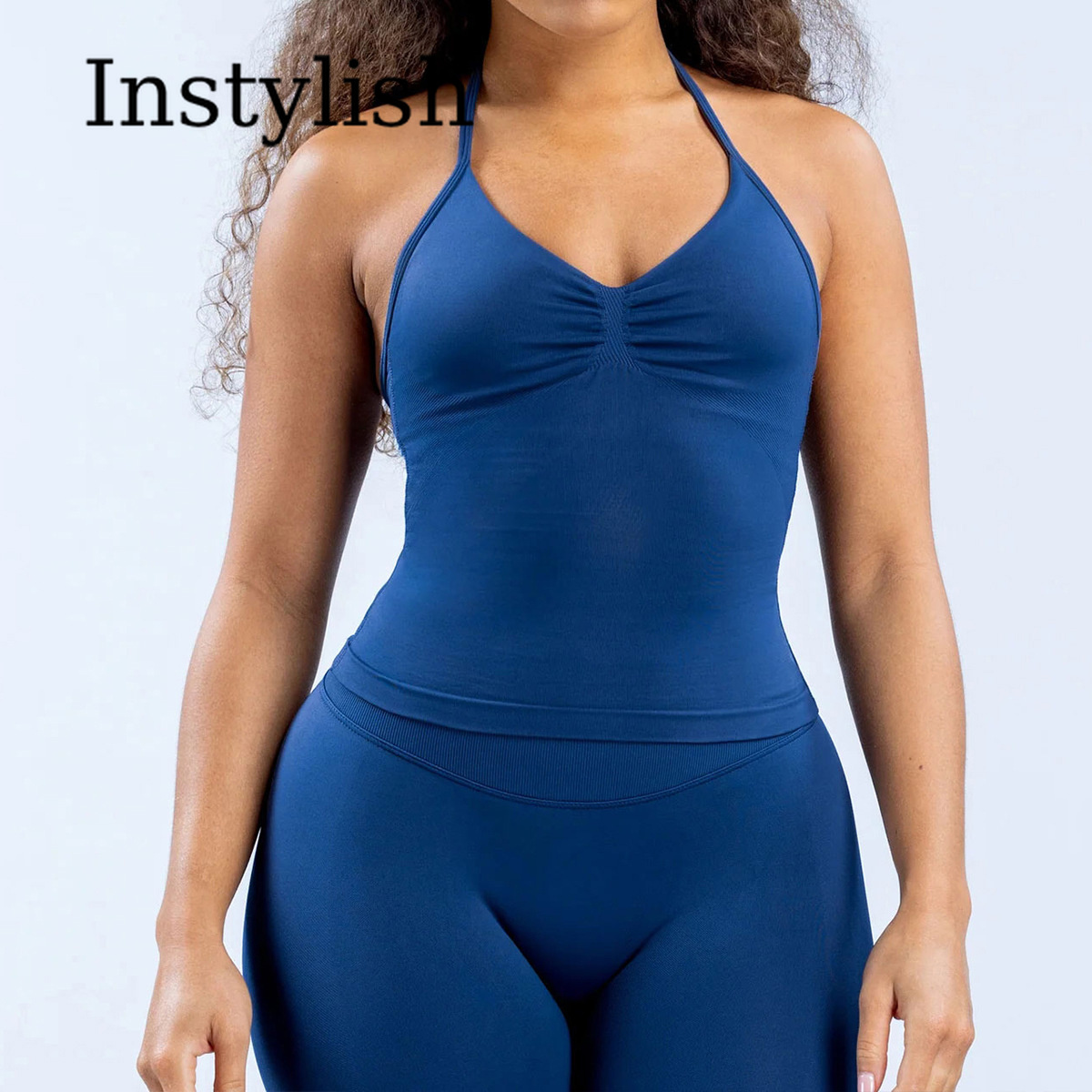Women Seamless Yoga 2 Piece Se - Halter Neck Top ulasan dan harga