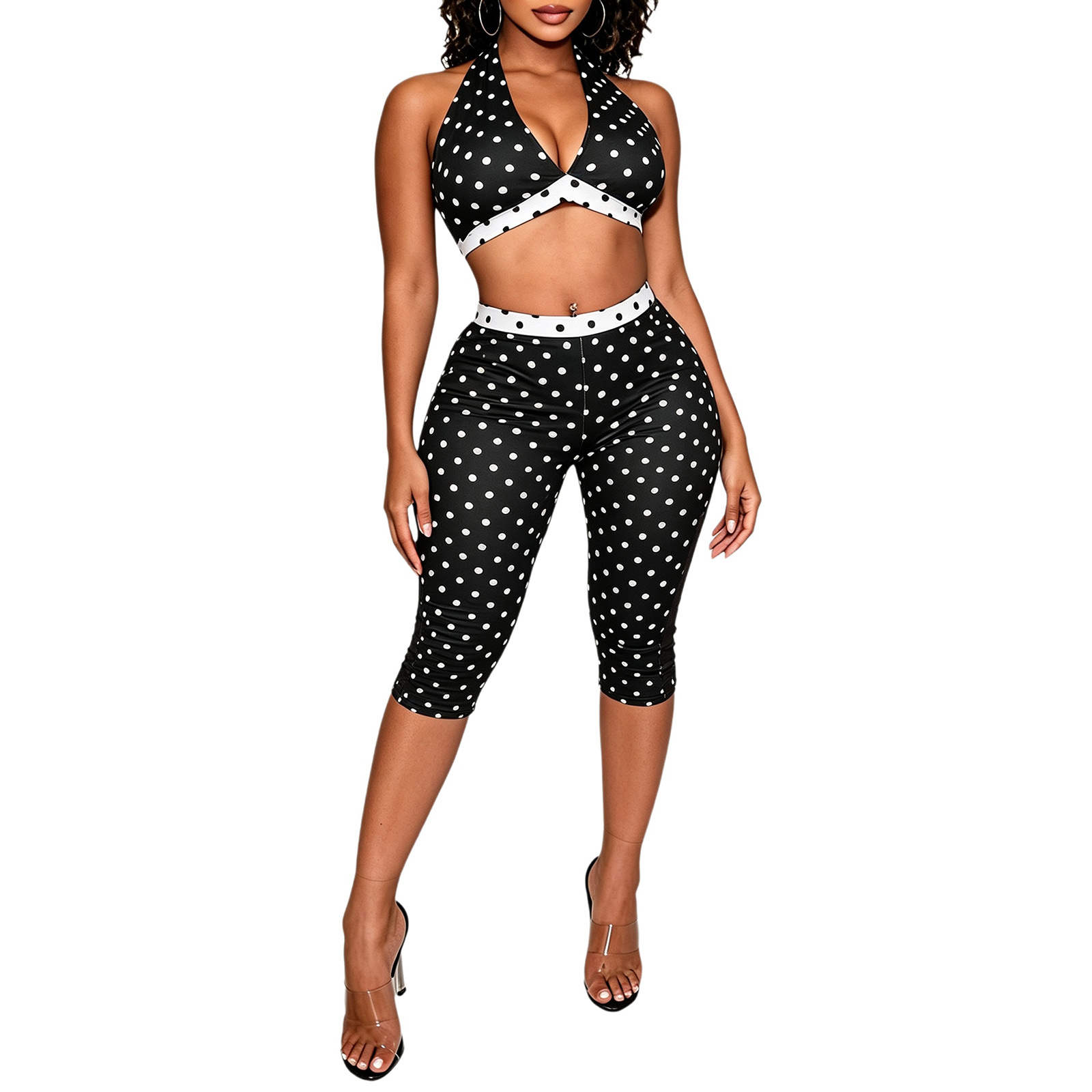 Women's Sexy Outfit Polka Dot  - Halter Neck Top ulasan dan harga