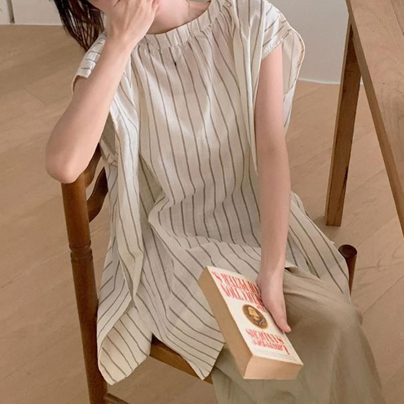 Casual  Striped Blouse Women's - Summer Clothing Drop ulasan dan harga